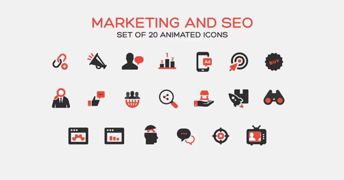 营销和搜索引擎优化互联网图标AE视频模版Marketing and SEO Icons插图