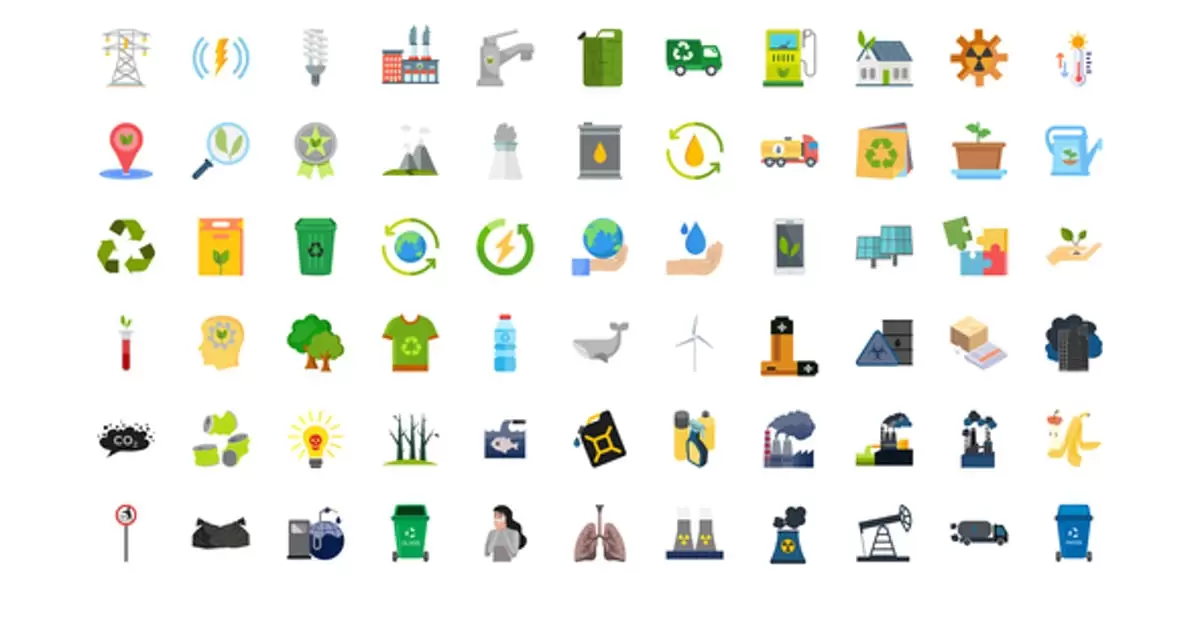 100生态与污染图标动画元素AE视频模版100 Ecology & Pollution Icons插图