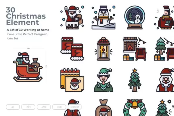 圣诞节设计元素图标集[AI,EPS,PNG,SVG]免费下载