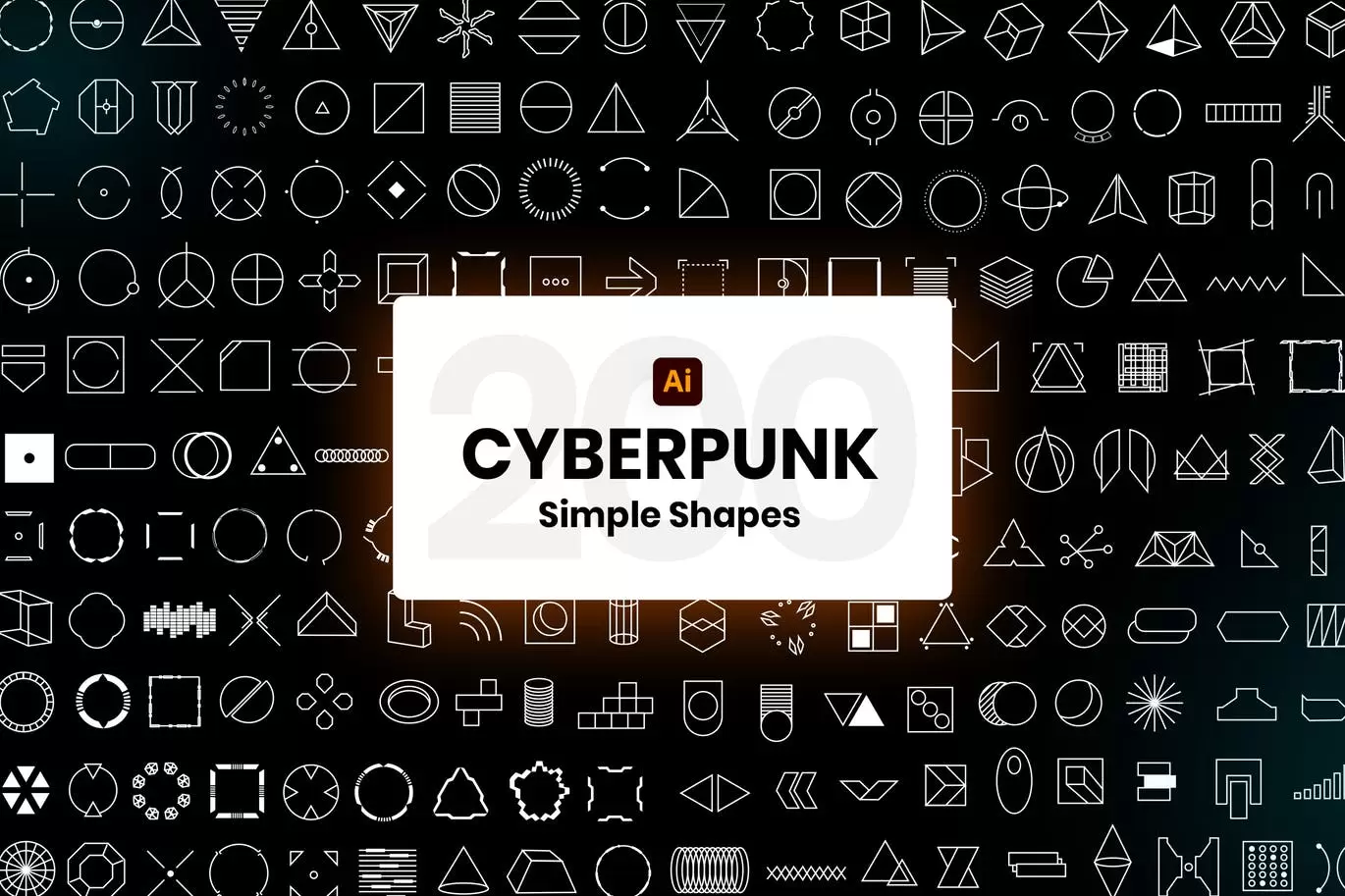 高品质的时尚高端简约赛博朋风格图标icon大集合-AI插图