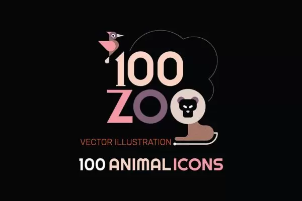 100+高端专业扁平化动物园动物图标icon集合- AI，EPS，JPG，PDF，PNG，PSD，SVG免费下载