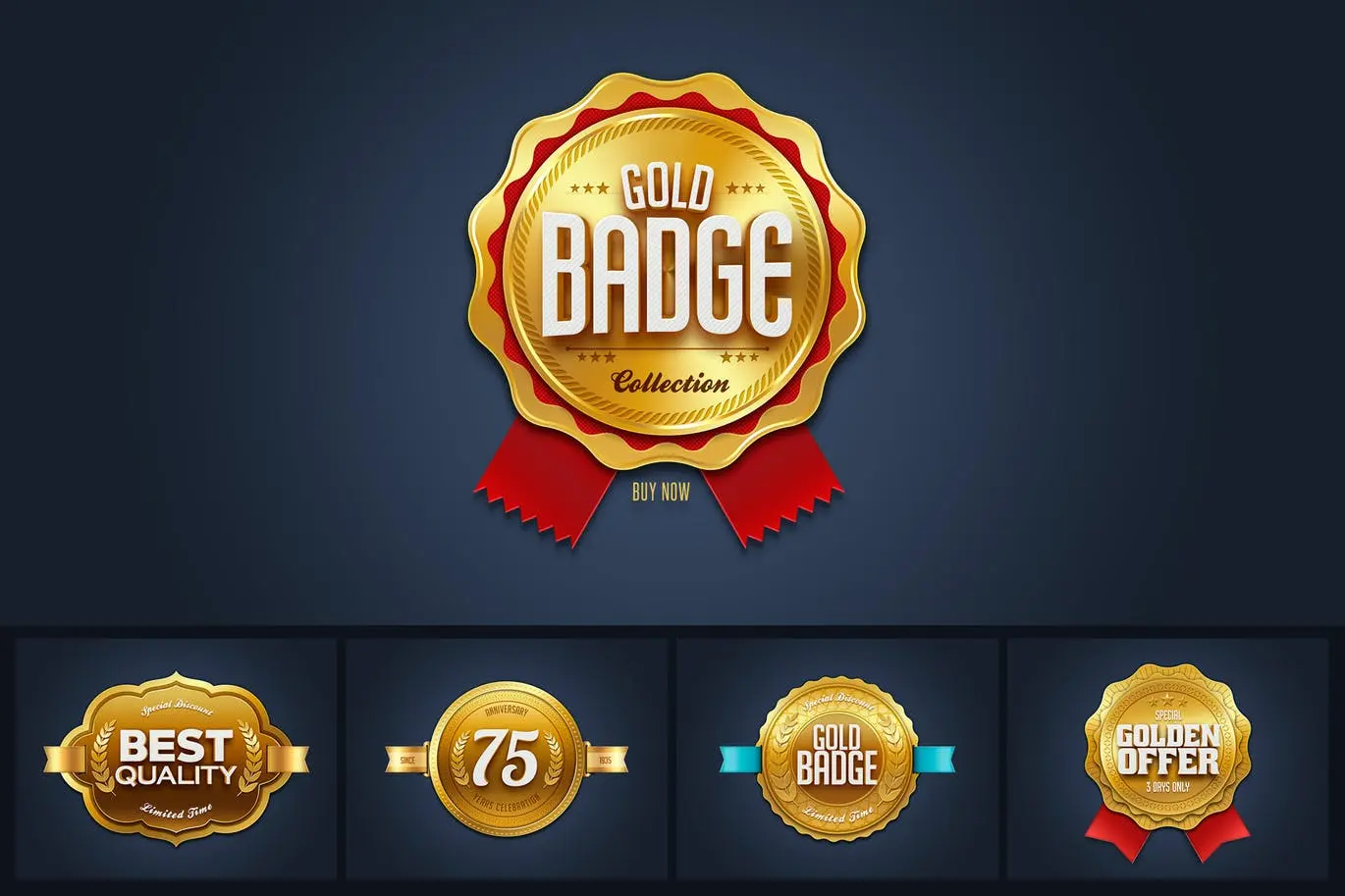 高端3D立体房地产金色配色标签图标设计插图