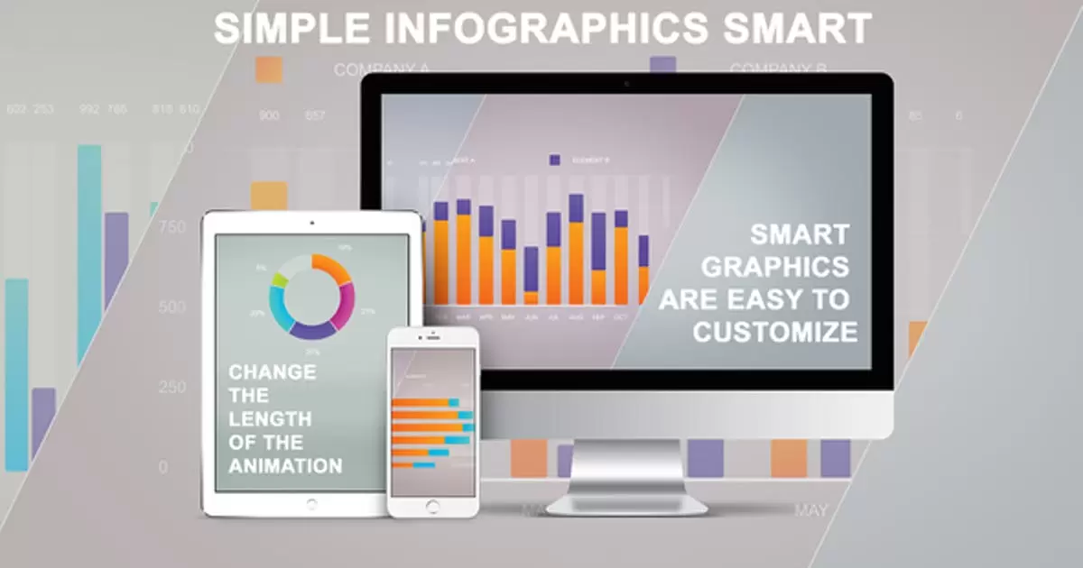 简单的智能信息图表数据图AE视频模版Simple infographics smart