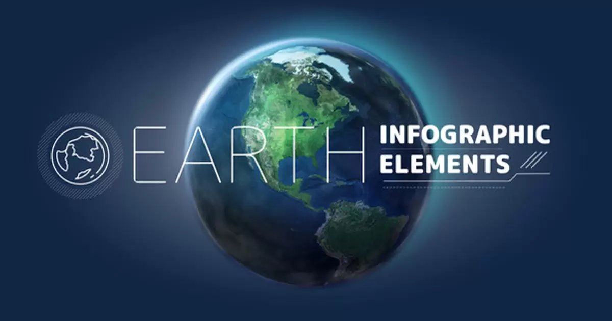 三维地球信息图元素AE视频模版Earth Infographic Elements.