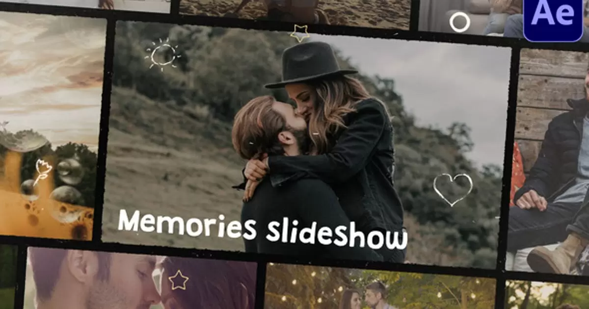 记忆幻灯片拼接视频相册AE视频模版Memories Slideshow | After Effects