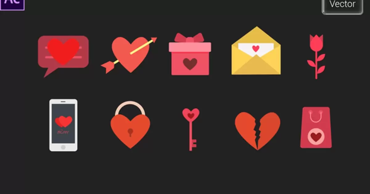 爱动画图标动画元素AE视频模版Love Animated Icon插图