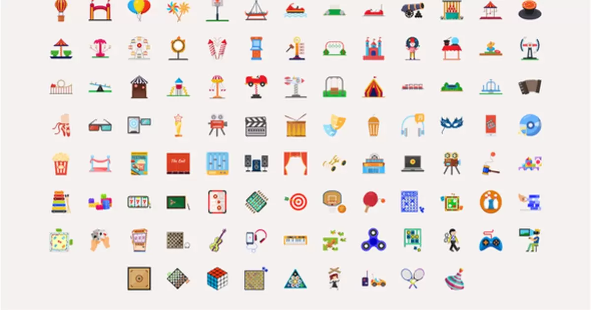100 Fun活动图标动画元素AE视频模版100 Fun Activities Icons插图
