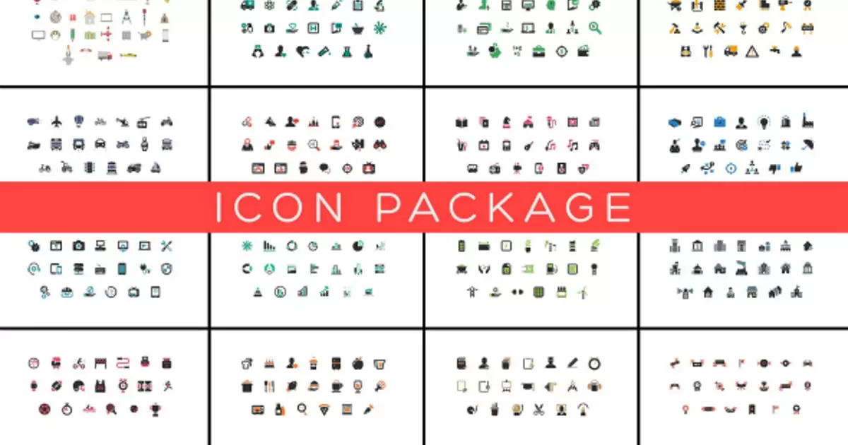 图标icon创意动画组素材AE视频模版Icon Package插图