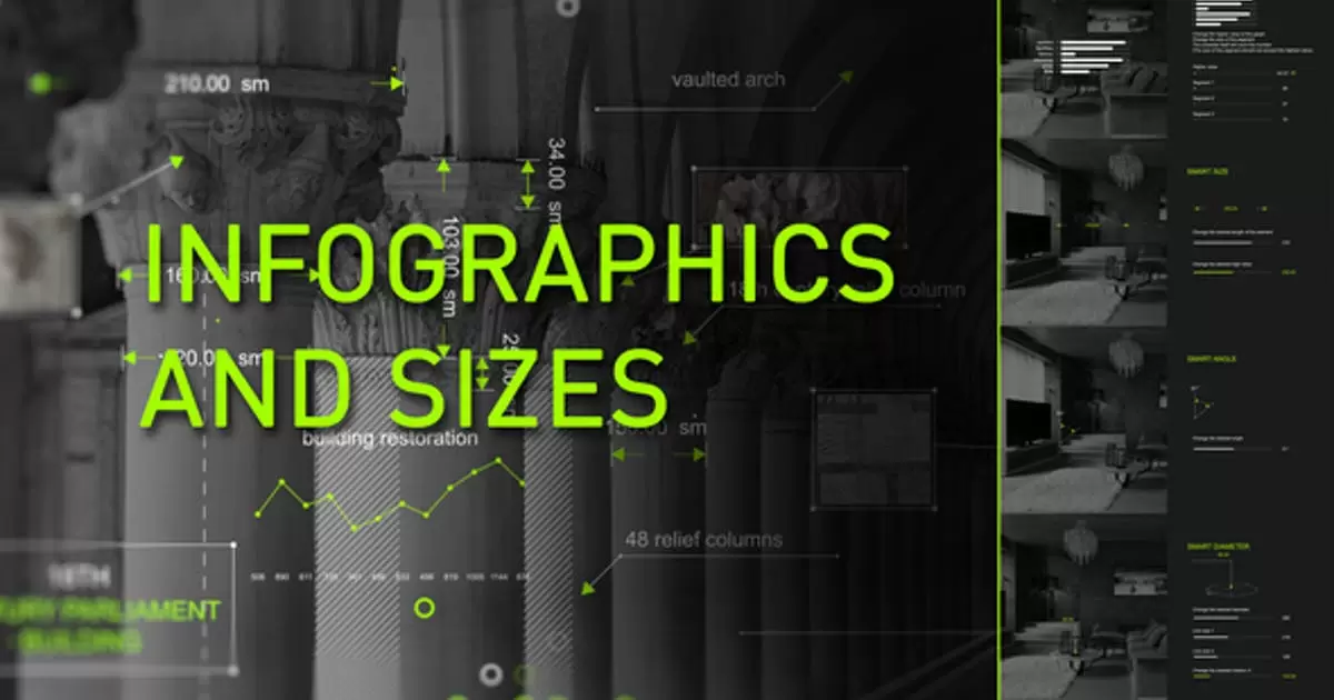 信息图表和大小股市图数据AE视频模版Infographics and sizes插图