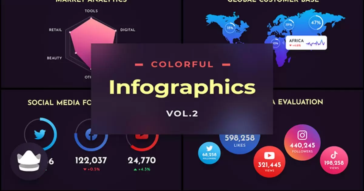 彩色信息图表第2卷AE视频模版Colorful Infographics Vol.2插图