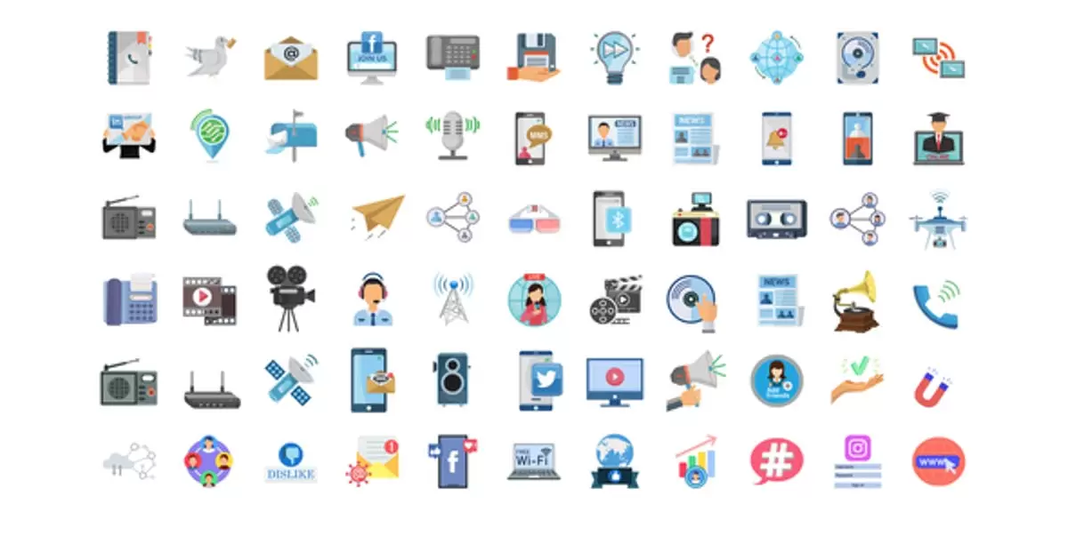 100通信和多媒体图标动画元素AE视频模版100 Communication & Multimedia Icons插图