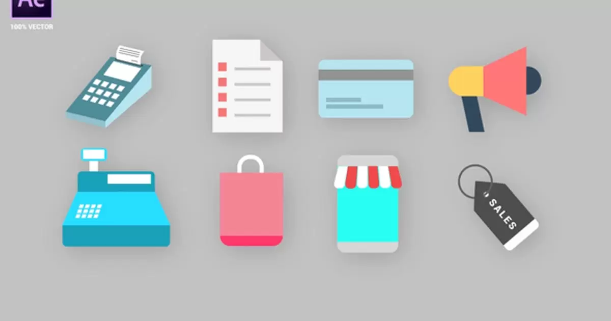 购物图标包装动画AE视频模版Shopping Icons Pack插图