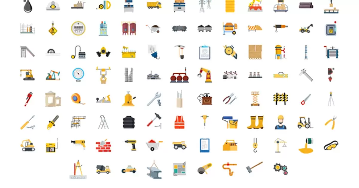 100建筑和工业图标动画AE视频模版100 Construction & Industrial Icons
