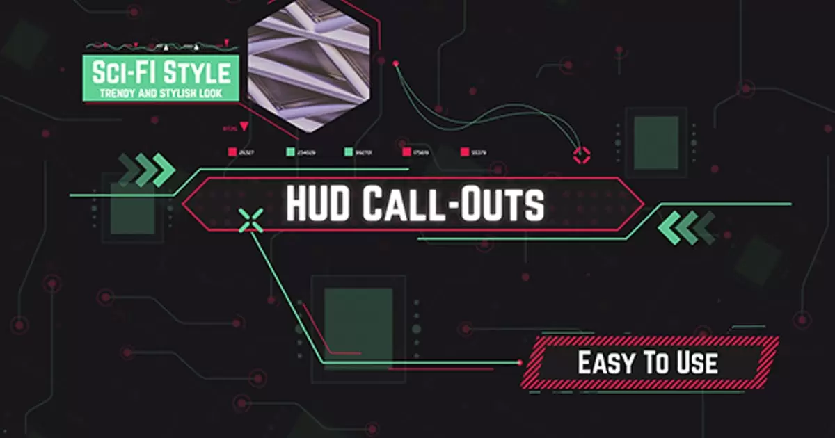 赛博朋克呼出数据图线条AE视频模版Cyberpunk Call-Outs插图