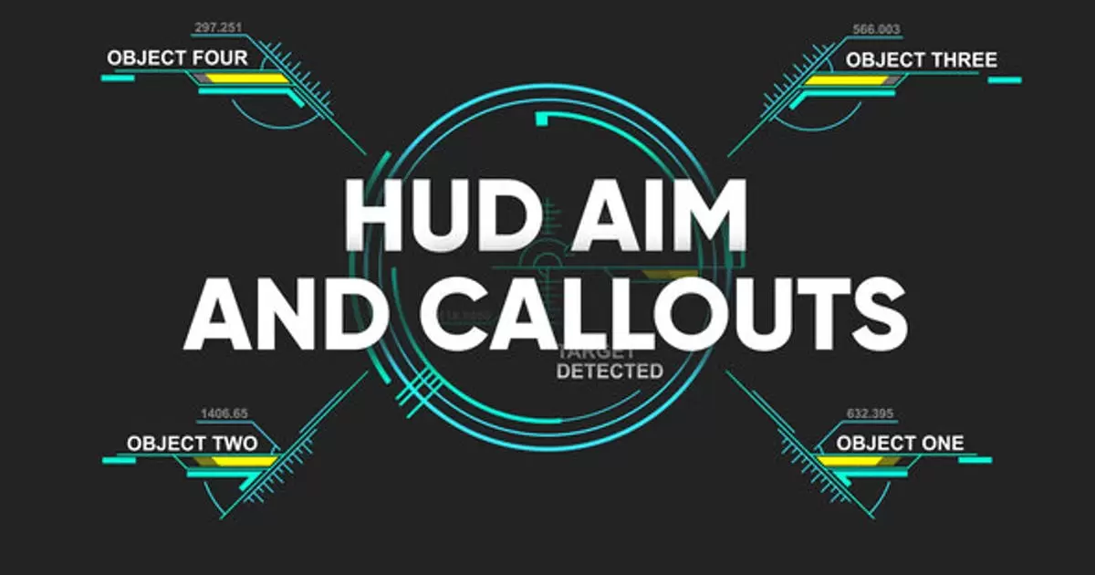 HUD目标和标注包装数据图AE视频模版HUD aim and callouts插图