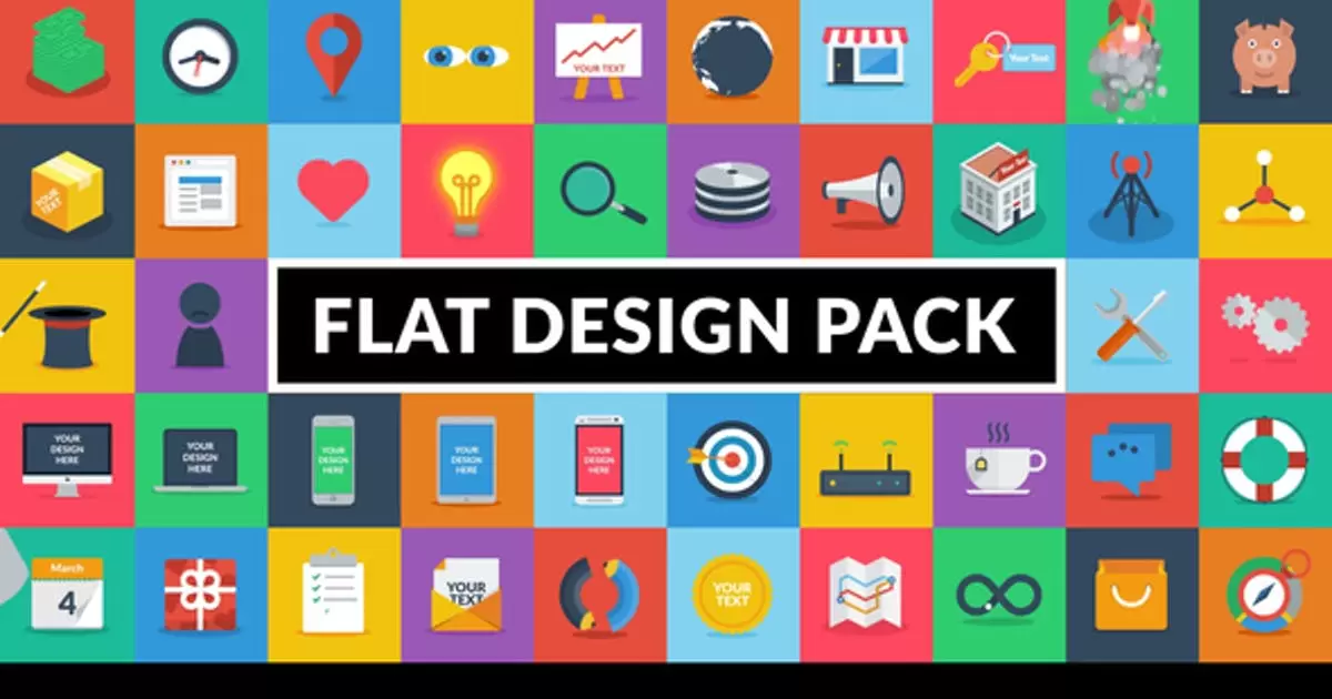 扁平设计包动画图标合集下载AE视频模版Flat Design Pack插图