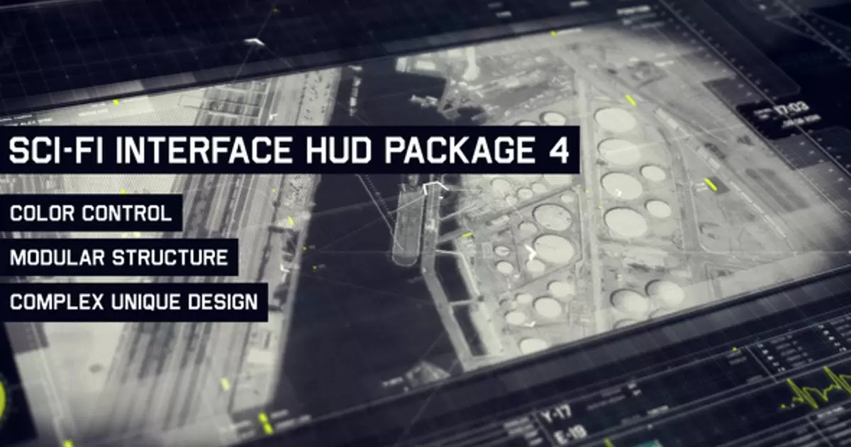 科幻界面平视显示器数据包装4AE视频模版Sci-fi Interface HUD Pack 4
