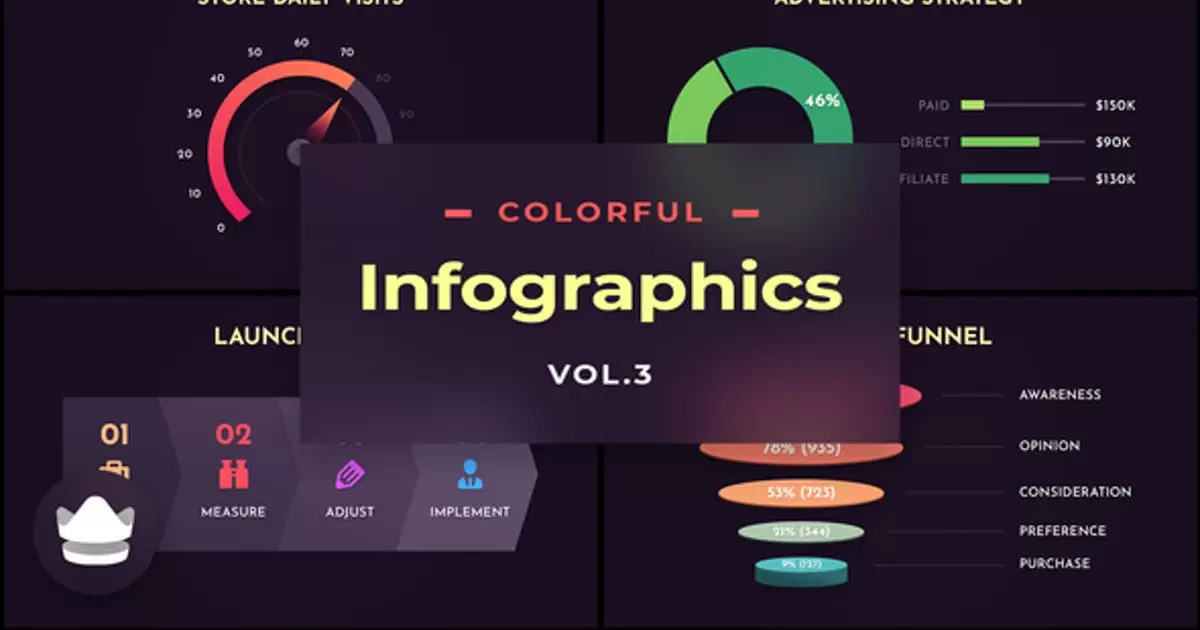 彩色信息图表第3卷AE视频模版Colorful Infographics Vol.3插图