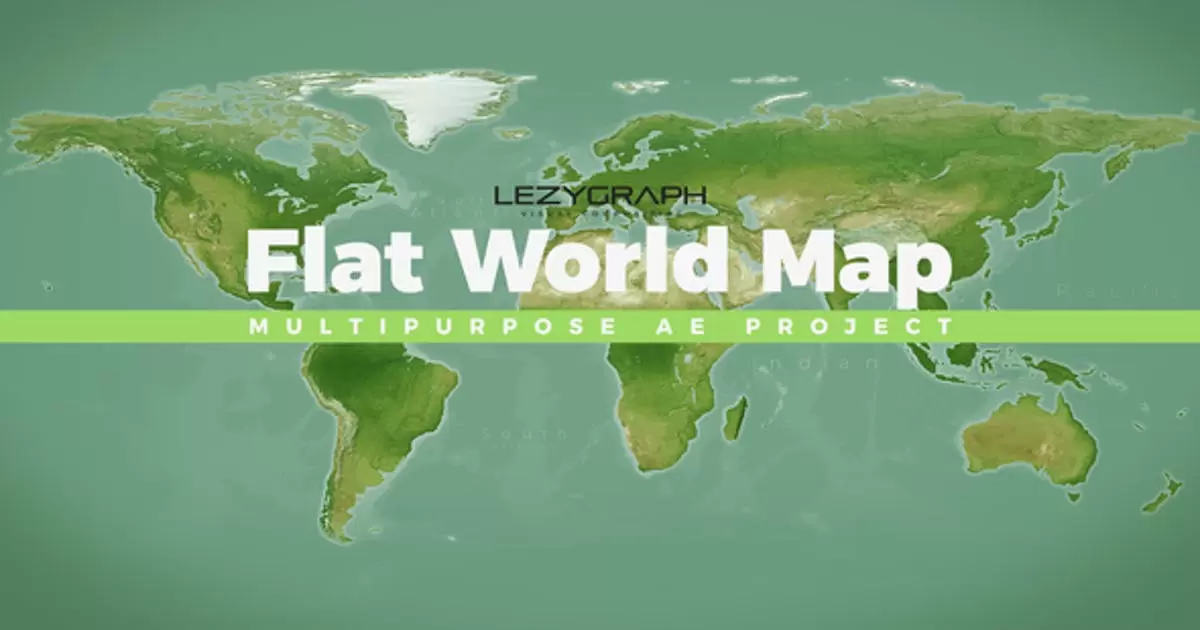 平面世界地图定位动画元素AE视频模版Flat World Map插图