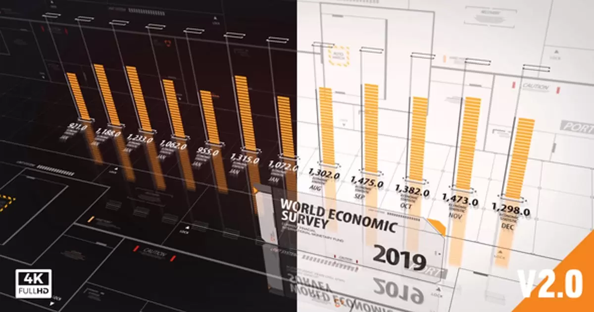 三维数据信息图表3D平视显示器图AE视频模版Infographics 3D HUD Graph插图