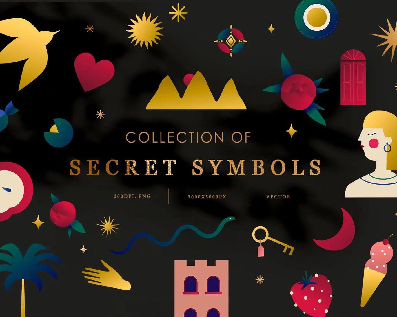 个性秘密神秘符号矢量标志图标icon集合-AI，PNG插图1