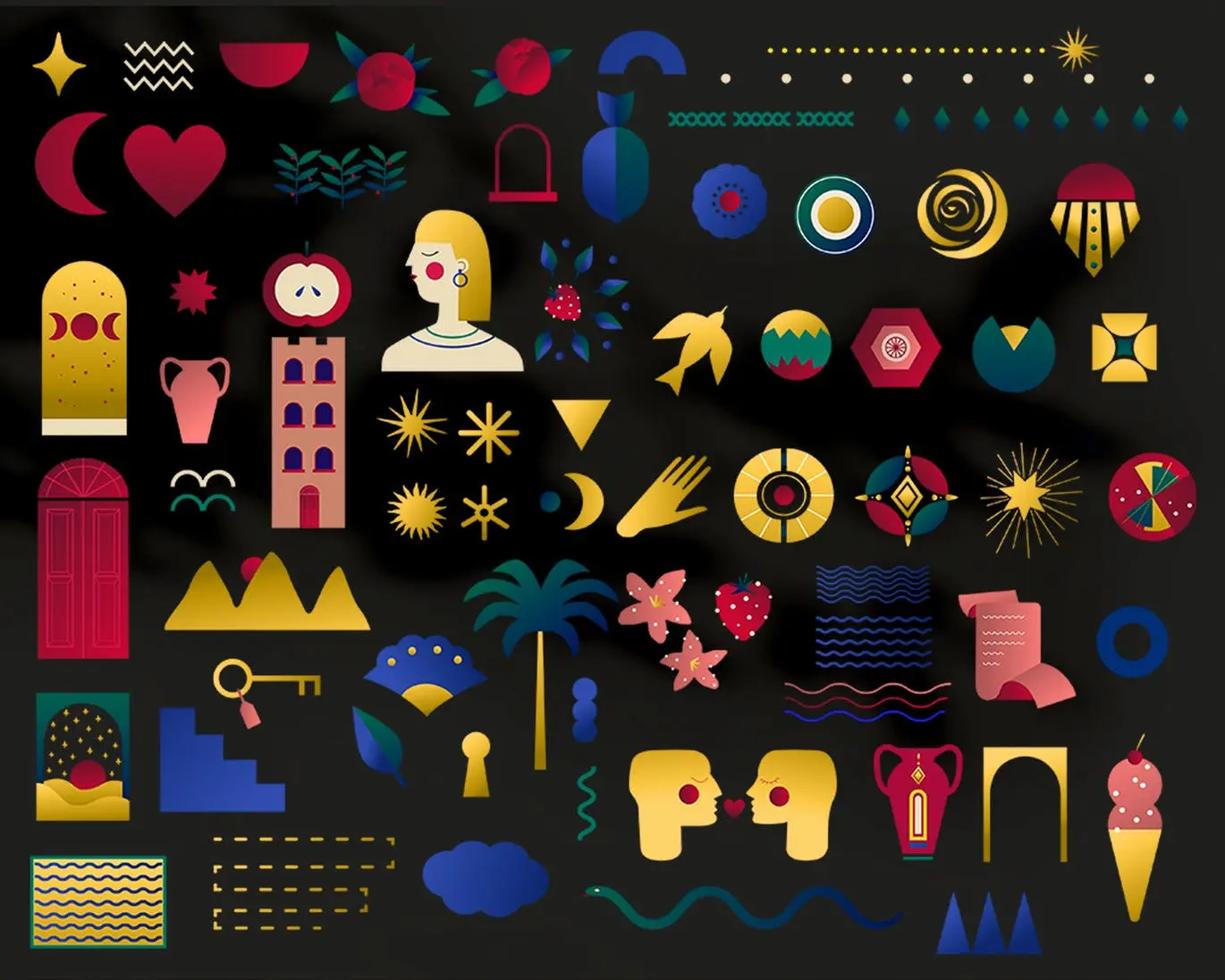 个性秘密神秘符号矢量标志图标icon集合-AI，PNG插图2