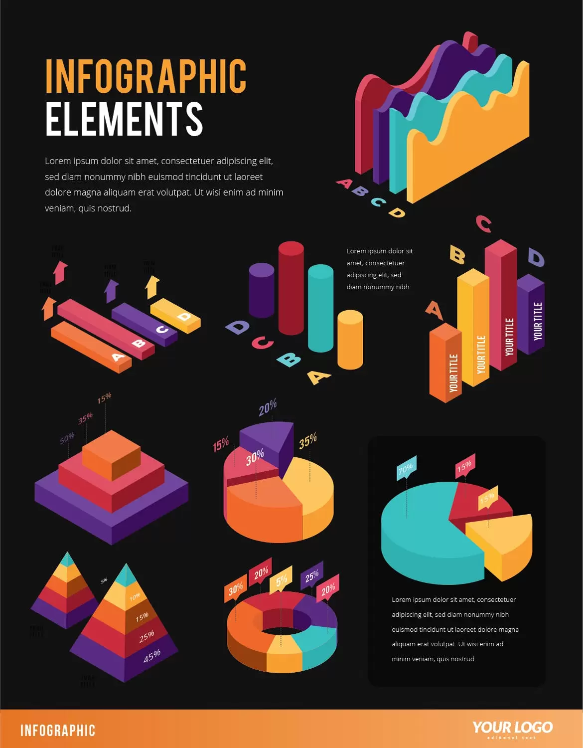 2.5D等轴等距3D立体大数据信息图表矢量图标大集合-AI，EPS，JPG，PDF插图2