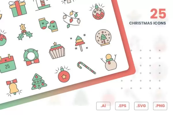 完美的圣诞节图标合集（AI,EPS,PNG,SVG）免费下载