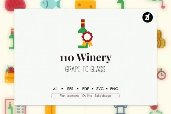 110酒庄元素图标包（AI,EPS,PNG,SVG）免费下载
