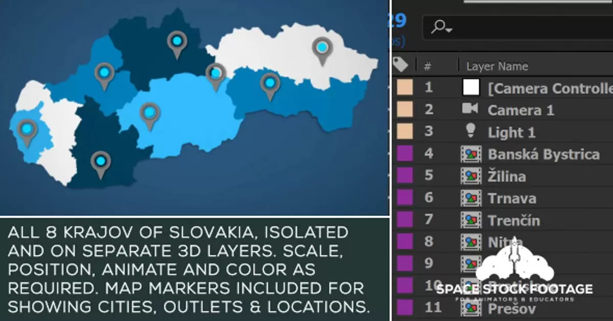 斯洛伐克地图套件AE视频模版Slovakia Map Kit插图