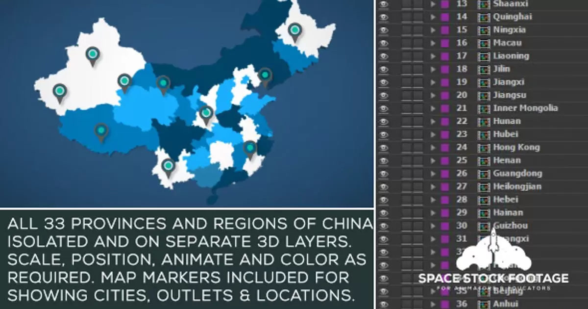 cn地图套件AE视频模版China Map Kit插图