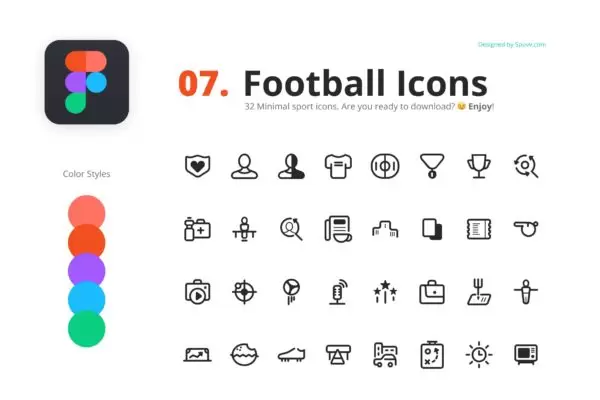 32个极简主义足球主题图标套装下载（FIG,PDF）免费下载