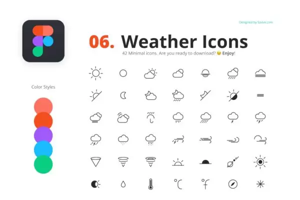 42 个极简主义天气图标下载（FIG,PDF）免费下载