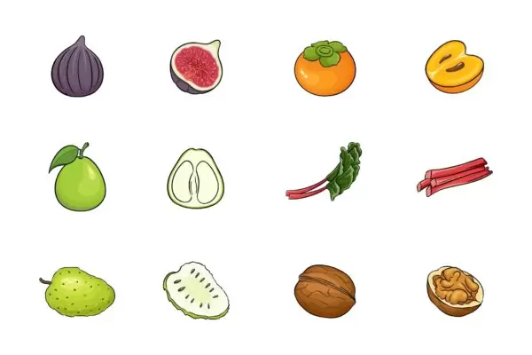 水果插画图标 V.7（AI,EPS,PNG,PSD）免费下载