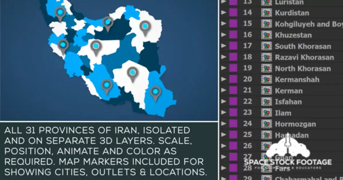 伊朗地图套件AE视频模版Iran Map Kit