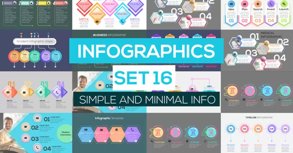 第16套信息图表集动画数据图AE视频模版Infographics Set 16插图