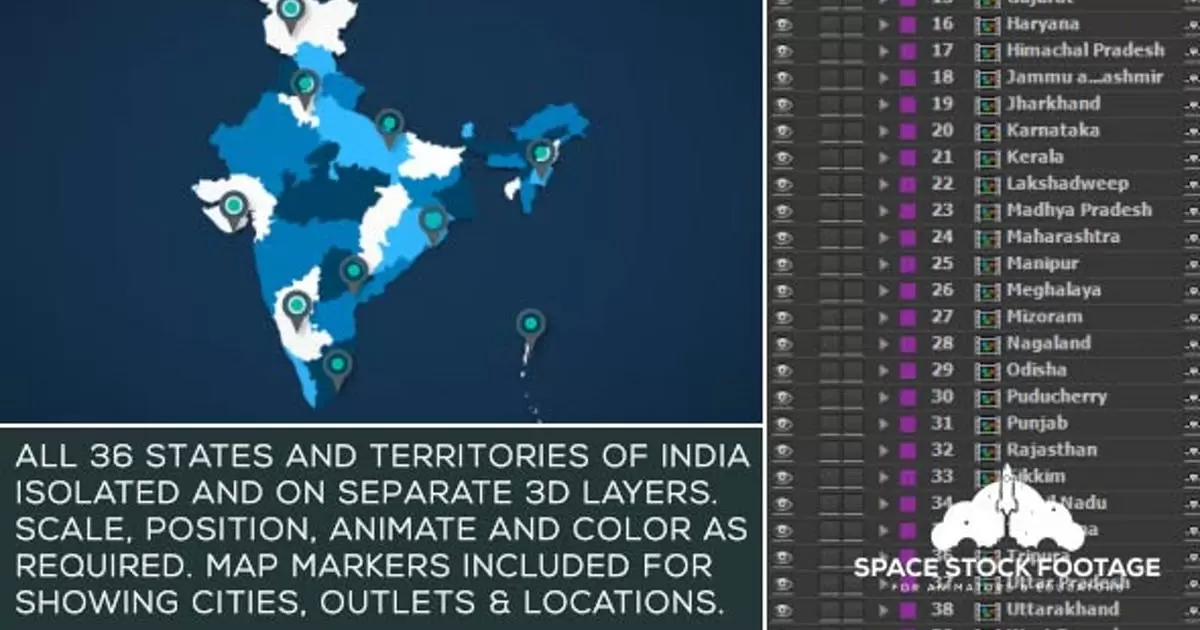 印度地图套件AE视频模版India Map Kit插图