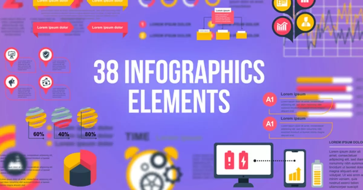 信息图表元素数据图AE视频模版Infographics Elements插图