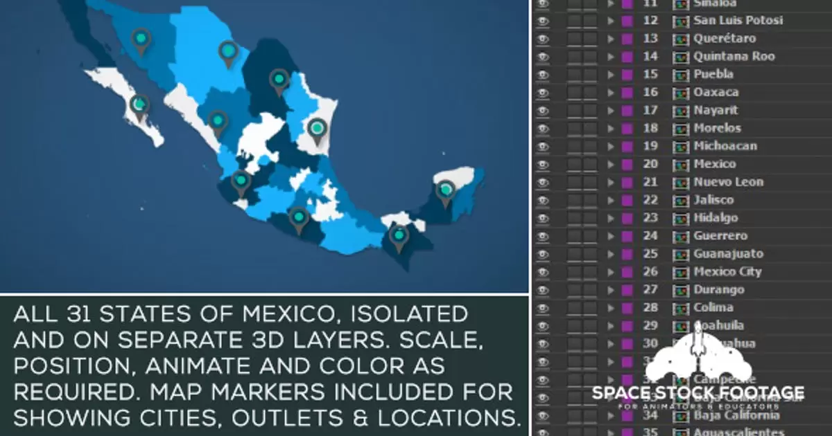 墨西哥地图套件AE视频模版Mexico Map Kit插图