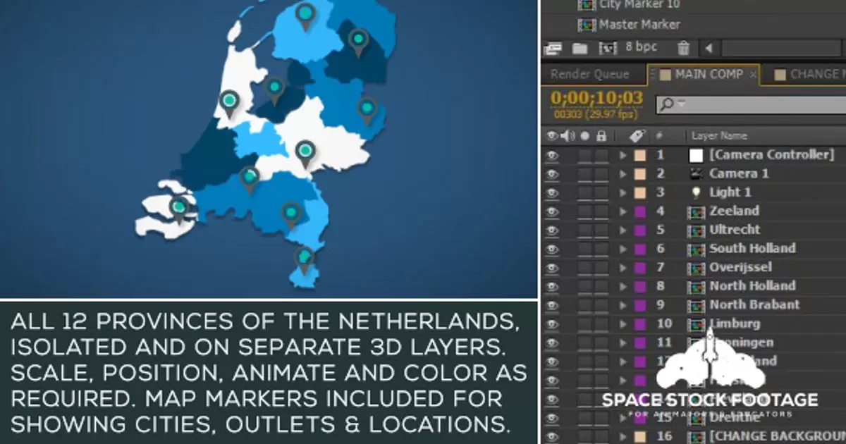 荷兰地图套件AE视频模版Netherlands Map Kit插图