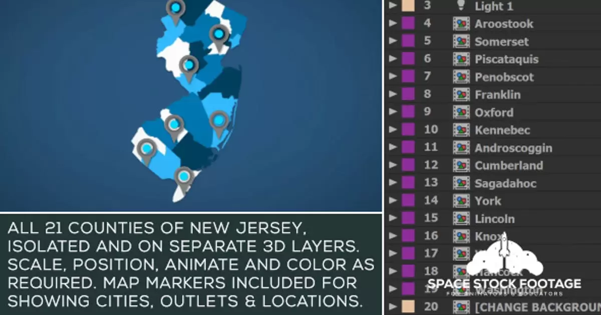 新泽西州地图套件AE视频模版New Jersey Map Kit插图