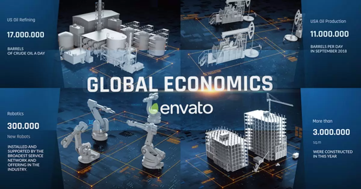 全球高科技工业数据图动画AE视频模版Economics Pack插图