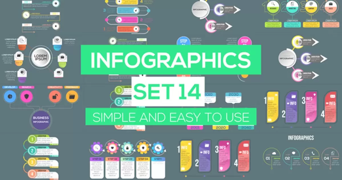 14套数据动画信息图表集AE视频模版Infographics Set 14插图