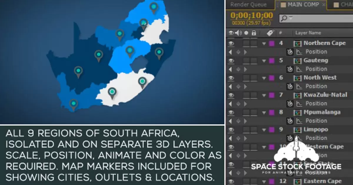 南非地图套件AE视频模版South Africa Map Kit插图