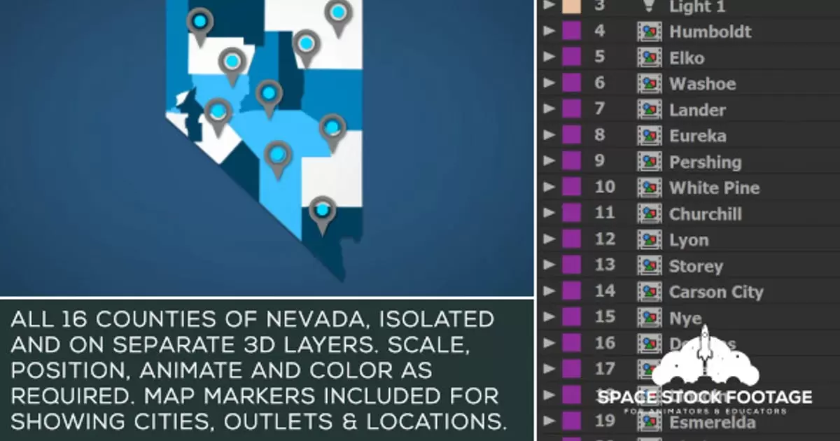 内华达地图套件AE视频模版Nevada Map Kit插图