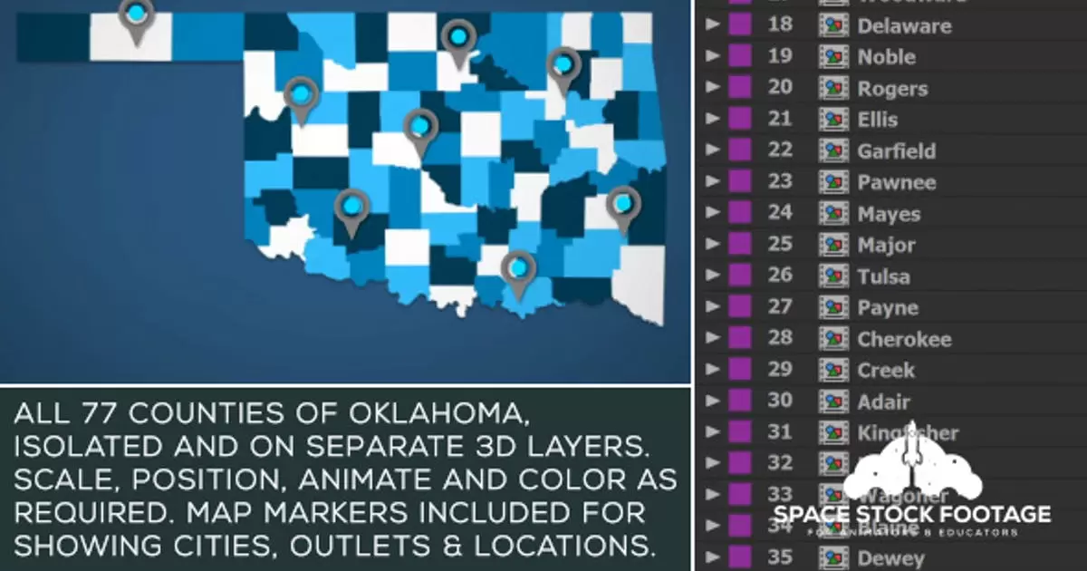 俄克拉荷马州地图套件AE视频模版Oklahoma Map Kit插图