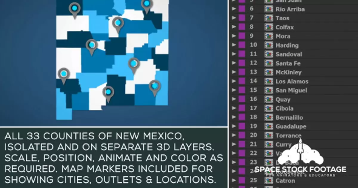 新墨西哥州地图套件AE视频模版New Mexico Map Kit插图