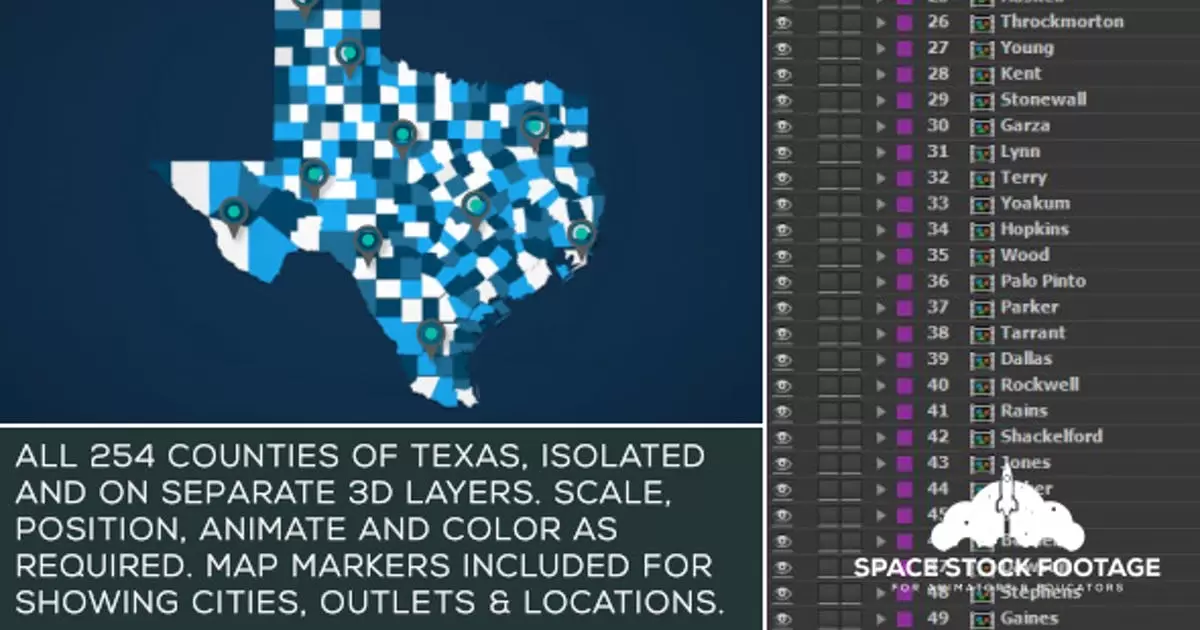 德克萨斯地图套件AE视频模版Texas Map Kit插图