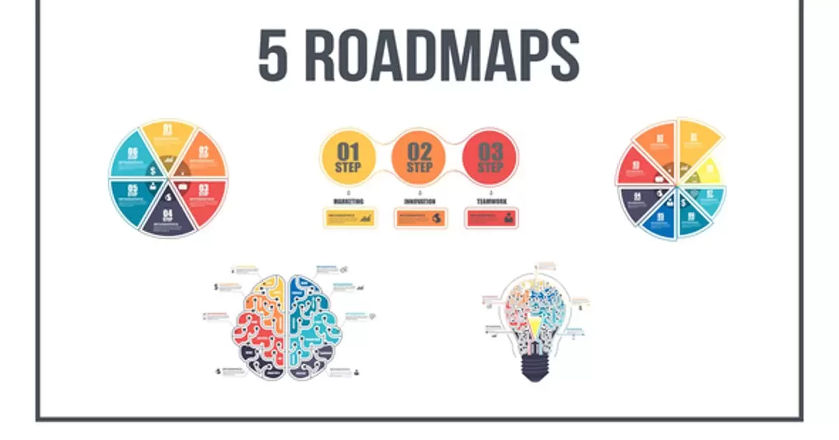 第一套信息图表路线图饼状图AE视频模版Infographics Roadmaps №1