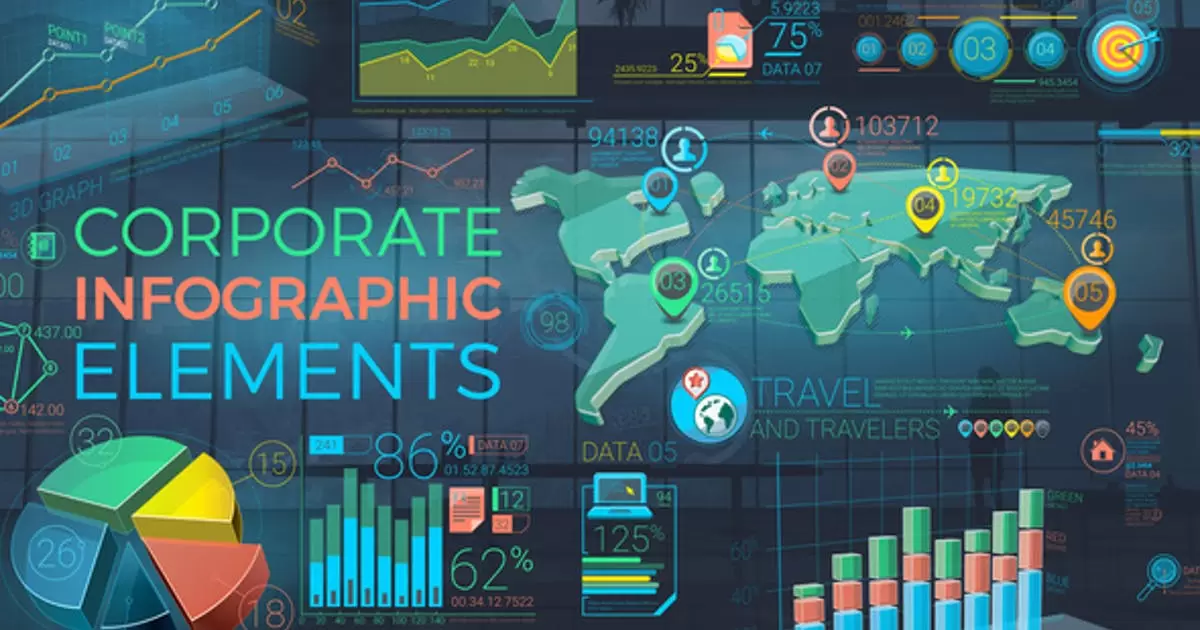 丰富多彩的企业信息图表元素AE视频模版Colorful Corporate Infographic Elements插图